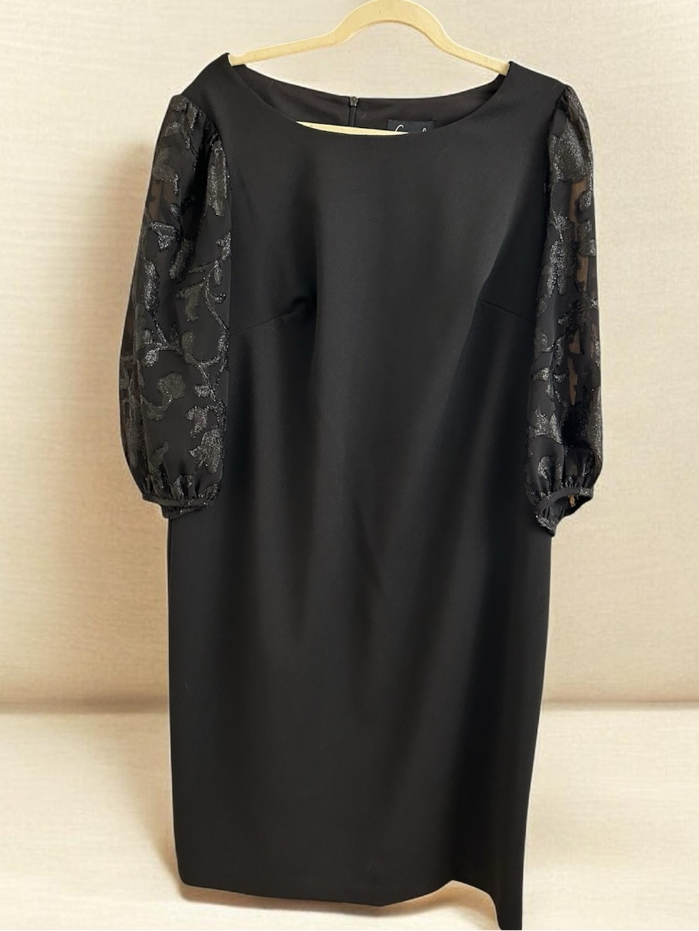 Black Dress with Sheer Puff Sleeves